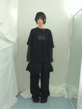 Double ribbon knee-point pants
