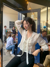[MADE] Shimiz Dotted Puff Blouse