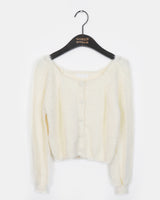 Luwan Fluffy Angora Square Neck Knit Cardigan