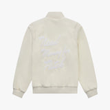 Stranger Regular Fit Embroidery Wool Varsity Jacket (Cream)