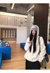 Niche Wide Hooded Wool Zip-Up Knitwear