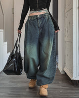 Kenta rivet pintuck balloon denim pants