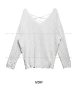 Summer Over Back Eyelet V-Neck Knit