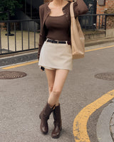  Benu Suede Skirt & Belt Set