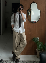 No-Mace Back Banding Cotton Ton-Chin-Wide Pants