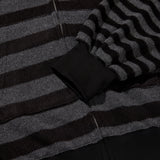 ストライプニットフーディドジップアップ / Black charcoal