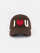 I ♡ U Crochet Cap-Brown