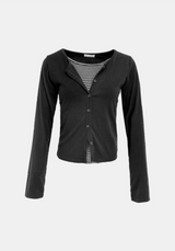 Glen Stripe Layered Cardigan