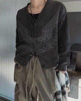 Riggle Washed V-Neck Knit Cardigan