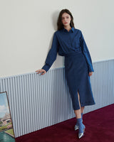 ORNAMENT PRINT CORDUROY SKIRT [NAVY]