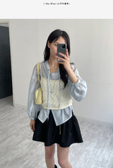 Tony See-through Wrap Balloon Fit Blouse