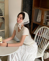 [MADE] Tan-yi, lace flower short-sleeved T-shirt
