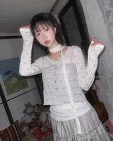 (2color) Crinkle Flower Embroidery Sleeveless Camisole Top