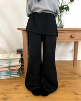 Gahi レイヤードショートスカートブーツカットパンツ