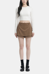 Suede Wrap Mini Skort