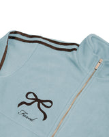 Ribbon tape fleece jacket / sky