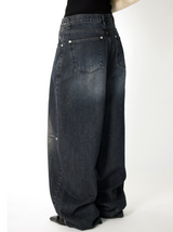 devil black over denim pants