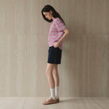 Multi Striped Short Sleeve T-Shirt_Pink
