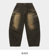 Lowkey Washing Quilting Balloon Denim Pants