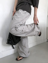Adim Rivet Pintuck Nylon Wide Pants