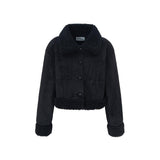 FLUFFY SHEARING COAT-BLACK