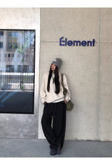 Niche Wide Hooded Wool Zip-Up Knitwear