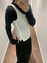 Slit button-up sleeveless(3color)