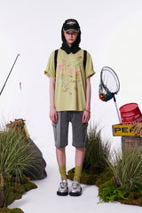 フィッシングアートコレクショングラフィックルーズフィットTシャツ [LIGHT OLIVE]