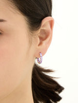 26SS★ Essence Silver (W) Tennis One-Touch Earrings M Purple