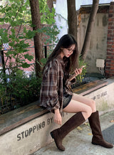 Suede Leather Long Boots (2color)