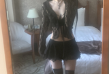 Ener レースフリルカーディガン (Black)