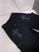 Stud Cross Wide Denim Pants