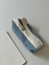 Clam round pencilcase _ Corduroy warm blue