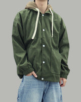 Corduroy layered hoodie jacket (Khaki)
