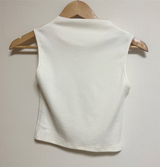 DAMAGE PRINT SLEEVELESS NECK SHIRRING TOP🤎🤍 - 2 COLORS