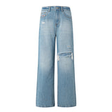 Vintage Frayed Distressed ワイドデニムパンツ