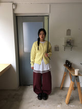 Plum wide cotton pants (1color)
