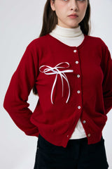 EIRIN WOOL CARDIGAN / RED