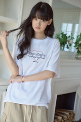 26SS★ Cat's Heart Chain Embroidery Short Sleeve Tee