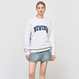 UNISEX NEWIDEA アップリケ刺繍オーバーサイズスウェット [WHITE MELANGE GREY]