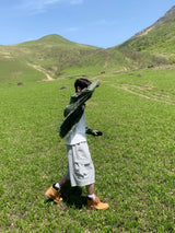 Band Button Cargo Bermuda Pants
