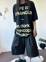 Ody Letter Graphic Oversized T-Shirt 4color