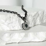 SS-Bullet Back Necklace_Black silver_EMERALD