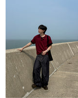 Near Henley Neck Cropped Knit Short Sleeve