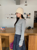 Lengmo Ribbed Round Crop Cardigan