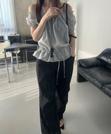 Powder Off-Shoulder Blouse (3 colors)