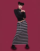 striped wide knit long skirt (4color)