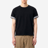 Rolled-Sleeve Cropped Short-Sleeve T-Shirt Black