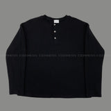 WE button point henley neck warmer waffle tea (4 colors)