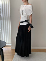 Design Open Shoulder Slim スパンデックス半袖Tシャツ
